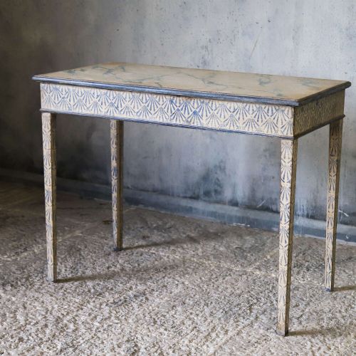 ANTIQUE ENGLISH GEORGIAN CONSOLE TABLE UNIQUE HAND PAINTED FAUX MARBLE DECORATIVE BASE - ADDITIONAL PHOTO 2