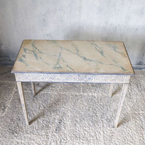 ANTIQUE ENGLISH GEORGIAN CONSOLE TABLE UNIQUE HAND PAINTED FAUX MARBLE DECORATIVE BASE - ADDITIONAL PHOTO 4