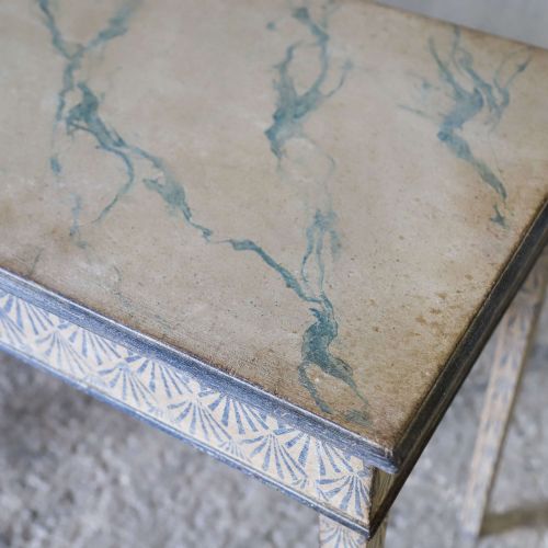ANTIQUE ENGLISH GEORGIAN CONSOLE TABLE UNIQUE HAND PAINTED FAUX MARBLE DECORATIVE BASE - ADDITIONAL PHOTO 5
