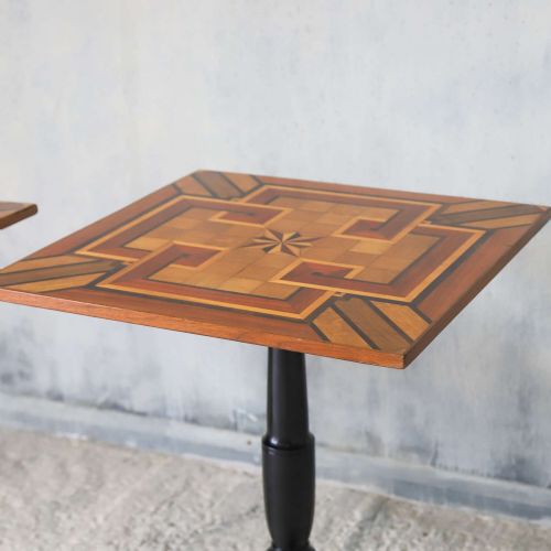 PAIR OF 19TH CENTURY GEOMETRIC PARQUETRY INLAY TOP SIDE TABLES - ADDITIONAL PHOTO 4