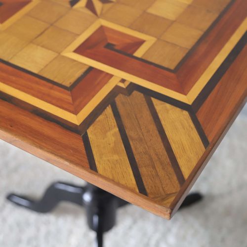 PAIR OF 19TH CENTURY GEOMETRIC PARQUETRY INLAY TOP SIDE TABLES - ADDITIONAL PHOTO 6