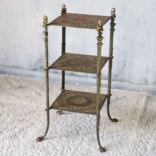 ANTIQUE ORNAMENTAL CAST IRON THREETIER TAGRE WITH FIGURAL DETAILS - ADDITIONAL PHOTO 2