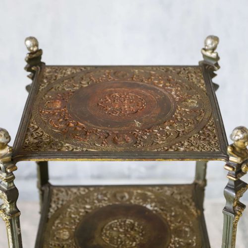 ANTIQUE ORNAMENTAL CAST IRON THREETIER TAGRE WITH FIGURAL DETAILS - ADDITIONAL PHOTO 4
