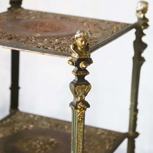 ANTIQUE ORNAMENTAL CAST IRON THREETIER TAGRE WITH FIGURAL DETAILS - ADDITIONAL PHOTO 8