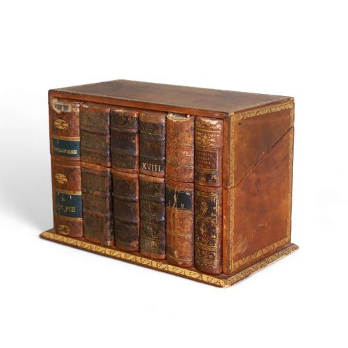 CIRCA 1920 LEATHER STATIONERY BOX ANTIQUE BOOK FORM DESIGN - ADDITIONAL PHOTO 1