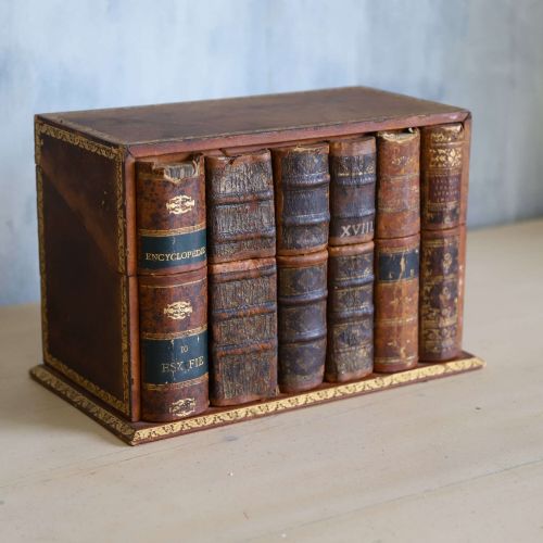 CIRCA 1920 LEATHER STATIONERY BOX ANTIQUE BOOK FORM DESIGN - ADDITIONAL PHOTO 2