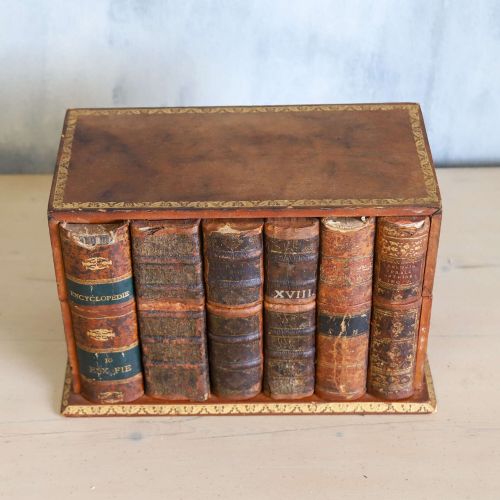 CIRCA 1920 LEATHER STATIONERY BOX ANTIQUE BOOK FORM DESIGN - ADDITIONAL PHOTO 4