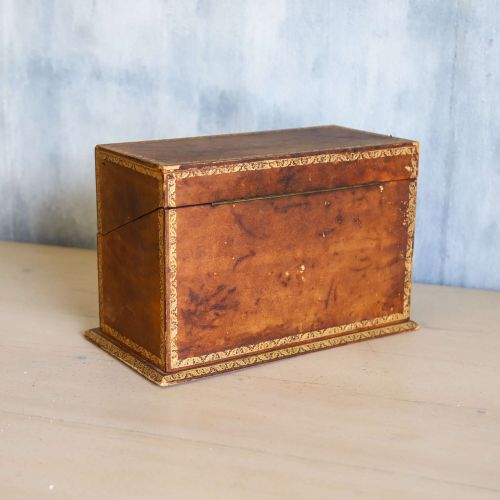 CIRCA 1920 LEATHER STATIONERY BOX ANTIQUE BOOK FORM DESIGN - ADDITIONAL PHOTO 5