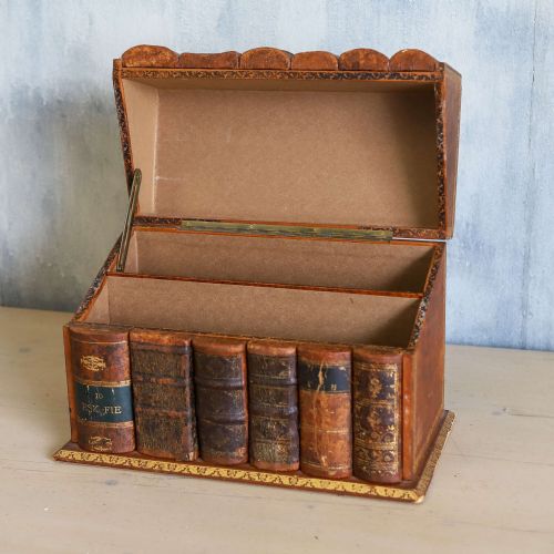 CIRCA 1920 LEATHER STATIONERY BOX ANTIQUE BOOK FORM DESIGN - ADDITIONAL PHOTO 7
