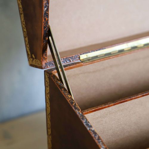 CIRCA 1920 LEATHER STATIONERY BOX ANTIQUE BOOK FORM DESIGN - ADDITIONAL PHOTO 8