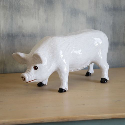 19TH CENTURY CERAMIC PIG SCULPTURE FROM BAVENT IN NORMANDY - ADDITIONAL PHOTO 2