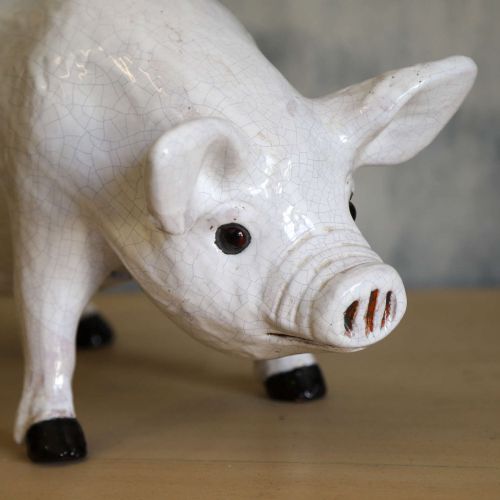 19TH CENTURY CERAMIC PIG SCULPTURE FROM BAVENT IN NORMANDY - ADDITIONAL PHOTO 5
