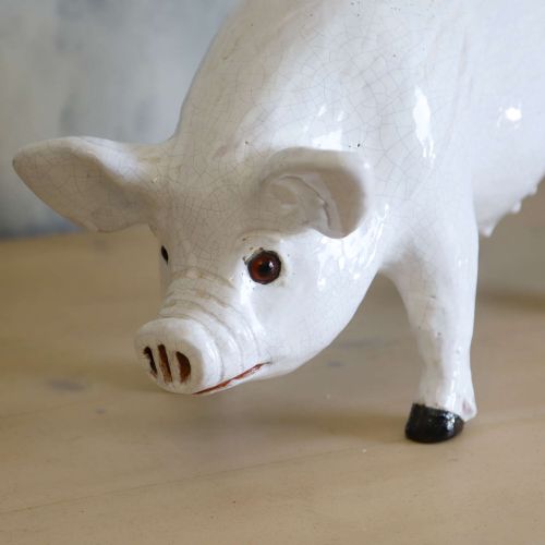 19TH CENTURY CERAMIC PIG SCULPTURE FROM BAVENT IN NORMANDY - ADDITIONAL PHOTO 6