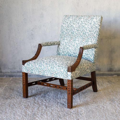 LARGE EARLY 20TH CENTURY C1920 OPEN ARMCHAIR GAINSBOROUGH STYLE - ADDITIONAL PHOTO 4