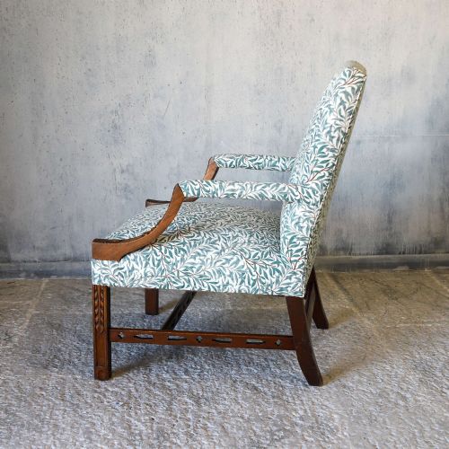 LARGE EARLY 20TH CENTURY C1920 OPEN ARMCHAIR GAINSBOROUGH STYLE - ADDITIONAL PHOTO 6