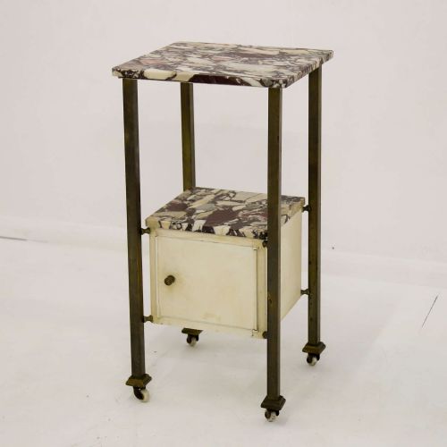 EARLY 20TH CENTURY FRENCH BRASS ARABESCATO VIOLA MARBLE NIGHTSTAND - ADDITIONAL PHOTO 1