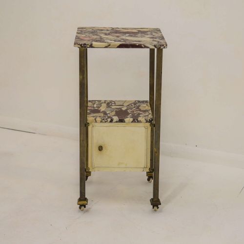 EARLY 20TH CENTURY FRENCH BRASS ARABESCATO VIOLA MARBLE NIGHTSTAND - ADDITIONAL PHOTO 2