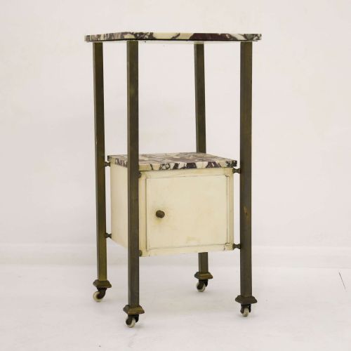 EARLY 20TH CENTURY FRENCH BRASS ARABESCATO VIOLA MARBLE NIGHTSTAND - ADDITIONAL PHOTO 3