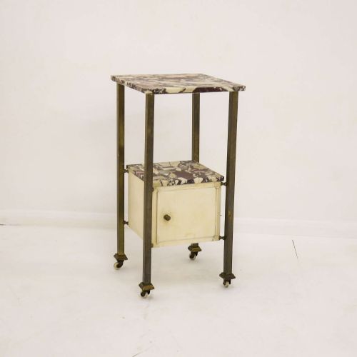 EARLY 20TH CENTURY FRENCH BRASS ARABESCATO VIOLA MARBLE NIGHTSTAND - ADDITIONAL PHOTO 4