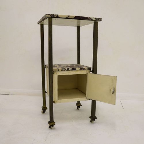 EARLY 20TH CENTURY FRENCH BRASS ARABESCATO VIOLA MARBLE NIGHTSTAND - ADDITIONAL PHOTO 5