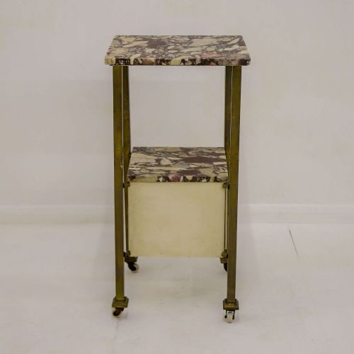 EARLY 20TH CENTURY FRENCH BRASS ARABESCATO VIOLA MARBLE NIGHTSTAND - ADDITIONAL PHOTO 6