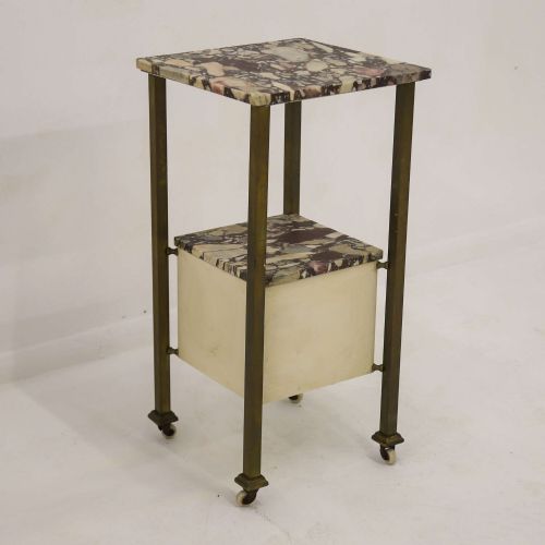 EARLY 20TH CENTURY FRENCH BRASS ARABESCATO VIOLA MARBLE NIGHTSTAND - ADDITIONAL PHOTO 7