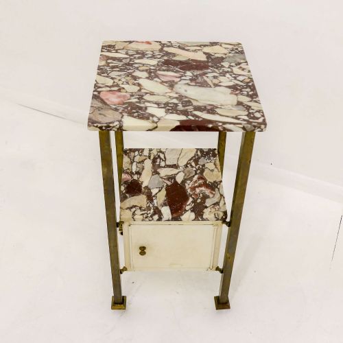 EARLY 20TH CENTURY FRENCH BRASS ARABESCATO VIOLA MARBLE NIGHTSTAND - ADDITIONAL PHOTO 10