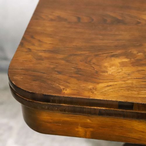 REGENCY ROSEWOOD TEA TABLE WITH FOLDOVER TOP AND ORIGINAL BRASS CASTORS - ADDITIONAL PHOTO 11