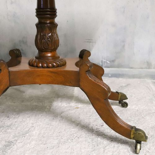 REGENCY ROSEWOOD TEA TABLE WITH FOLDOVER TOP AND ORIGINAL BRASS CASTORS - ADDITIONAL PHOTO 16