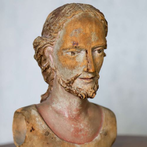18TH CENTURY POLYCHROME OLIVE WOOD BUST CARVED HEAD OF CHRIST ITALIAN SICILIAN - ADDITIONAL PHOTO 7