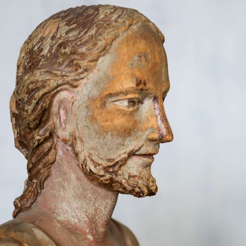 18TH CENTURY POLYCHROME OLIVE WOOD BUST CARVED HEAD OF CHRIST ITALIAN SICILIAN - ADDITIONAL PHOTO 8