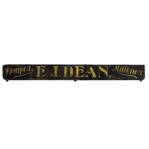 EDWARDIAN MILLINER DRAPERS HANDPAINTED SHOP SIGN IN PINE EARLY 20TH CENTURY