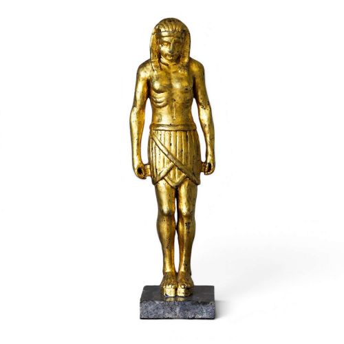 19TH CENTURY WOODEN GILT SHABTI ON GRANITE BASE GRAND TOUR EGYPTIAN REVIVAL FIGURE