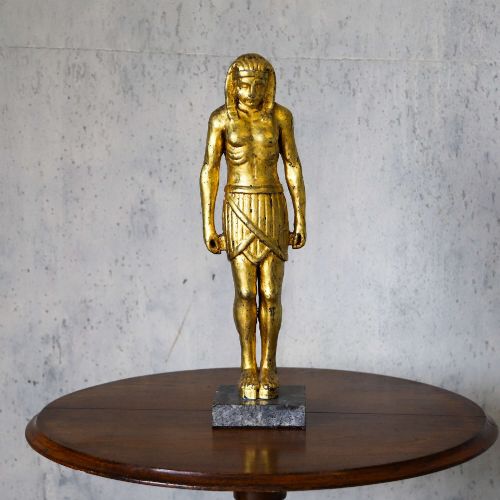 19TH CENTURY WOODEN GILT SHABTI ON GRANITE BASE GRAND TOUR EGYPTIAN REVIVAL FIGURE - ADDITIONAL PHOTO 1