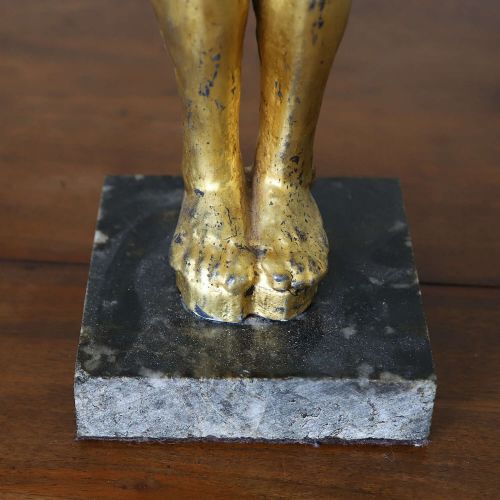 19TH CENTURY WOODEN GILT SHABTI ON GRANITE BASE GRAND TOUR EGYPTIAN REVIVAL FIGURE - ADDITIONAL PHOTO 3