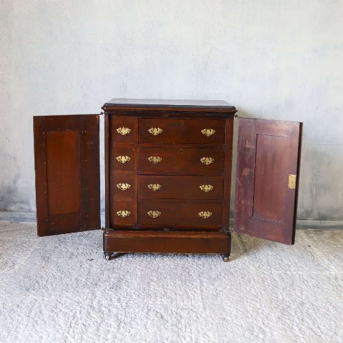 ENGLISH WORKS OFFICE CUPBOARD C1880 WITH DRAWERS CUPBOARD STORAGE HIDDEN REAR DOOR - ADDITIONAL PHOTO 3