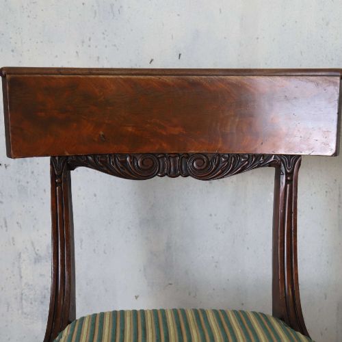 PAIR OF WILLIAM IV MAHOGANY SIDE CHAIRS WITH REGENCY STRIPE UPHOLSTERY C1830 - ADDITIONAL PHOTO 4