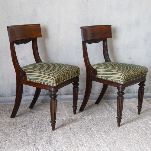 PAIR OF WILLIAM IV MAHOGANY SIDE CHAIRS WITH REGENCY STRIPE UPHOLSTERY C1830 - ADDITIONAL PHOTO 9