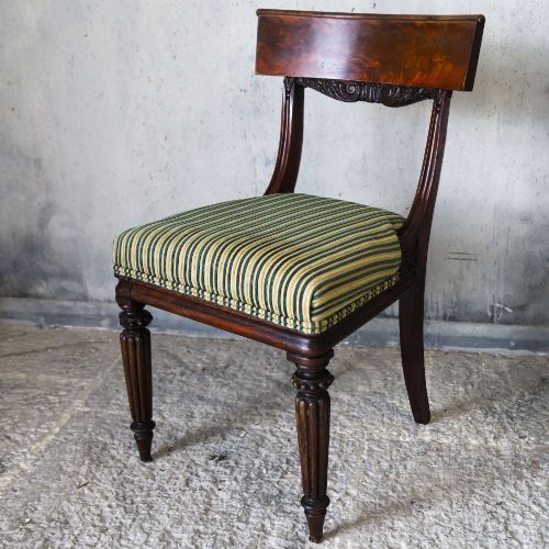 PAIR OF WILLIAM IV MAHOGANY SIDE CHAIRS WITH REGENCY STRIPE UPHOLSTERY C1830 - ADDITIONAL PHOTO 12