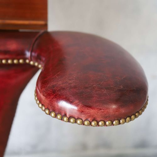 UNUSUAL SHERATON DESIGN READING CHAIR IN RED LEATHER ENGLISH CIRCA 1890 - ADDITIONAL PHOTO 7