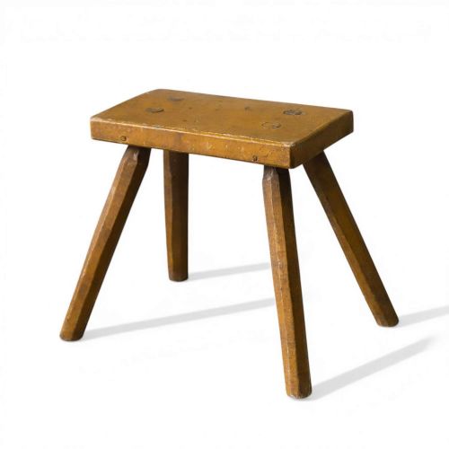 19TH CENTURY EASTERN EUROPEAN MILKING STOOL IN ORIGINAL YELLOW PAINT
