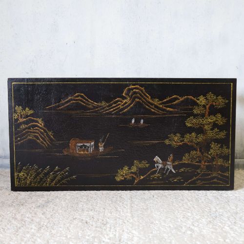 20TH CENTURY ENGLISH JAPANNED COFFEE TABLE WITH DECORATIVE PAINTED SCENES - ADDITIONAL PHOTO 1