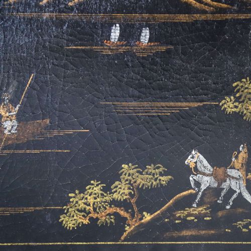20TH CENTURY ENGLISH JAPANNED COFFEE TABLE WITH DECORATIVE PAINTED SCENES - ADDITIONAL PHOTO 2