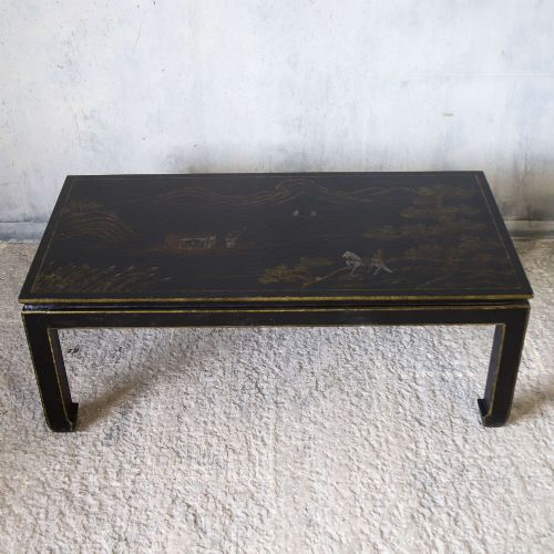 20TH CENTURY ENGLISH JAPANNED COFFEE TABLE WITH DECORATIVE PAINTED SCENES - ADDITIONAL PHOTO 7