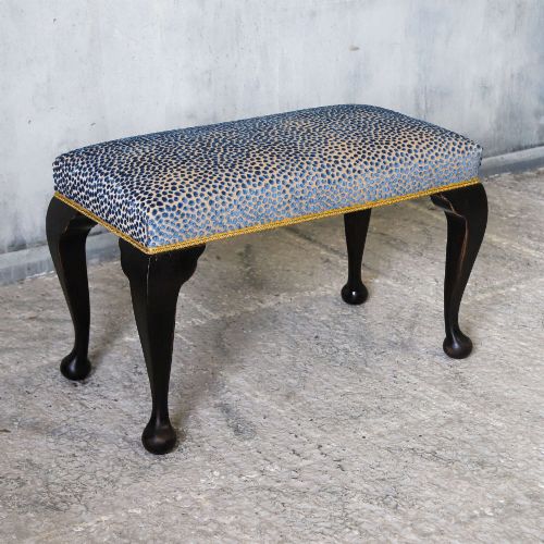 EDWARDIAN EBONISED STOOL WITH TURNED LEGS UPHOLSTERED SEAT SO VERSATILE AND FUNCTIONAL - ADDITIONAL PHOTO 3