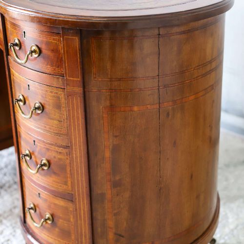 LATE 18THEARLY 19THCENTURY ENGLISH SHERATON REVIVAL KIDNEY DESK ORIGINAL LEATHER TOP - ADDITIONAL PHOTO 3