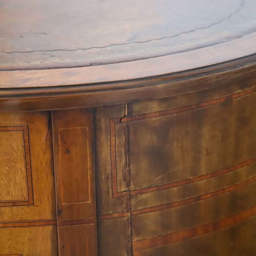 LATE 18THEARLY 19THCENTURY ENGLISH SHERATON REVIVAL KIDNEY DESK ORIGINAL LEATHER TOP - ADDITIONAL PHOTO 14
