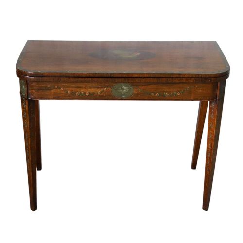 REGENCY ROSEWOOD CARD TABLE WITH LATER PAINTED DECORATION CIRCA 1800