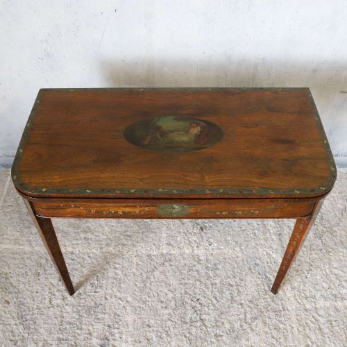 REGENCY ROSEWOOD CARD TABLE WITH LATER PAINTED DECORATION CIRCA 1800 - ADDITIONAL PHOTO 2