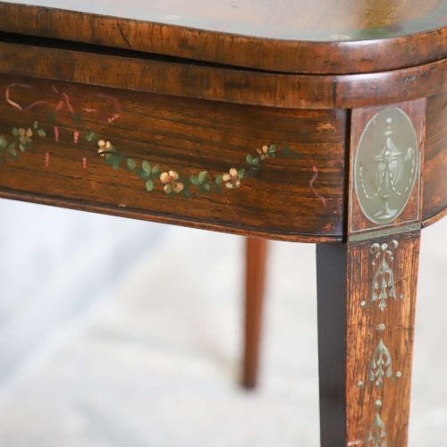 REGENCY ROSEWOOD CARD TABLE WITH LATER PAINTED DECORATION CIRCA 1800 - ADDITIONAL PHOTO 4